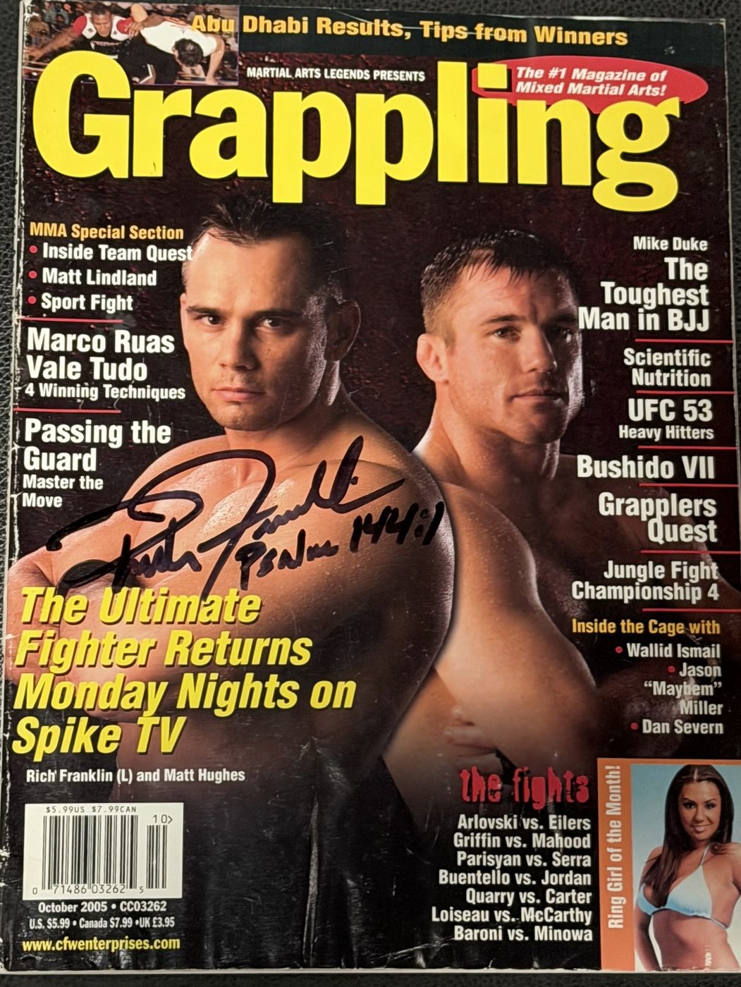Signed Grappling Magazine — October 2005 (with Matt Hughes)
